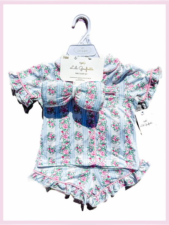 Lili Gaufrette Other - NWT Lili Gaufrette Girls 3-Pc Floral Sleep Set Pink Blue 24m Designer Portrait